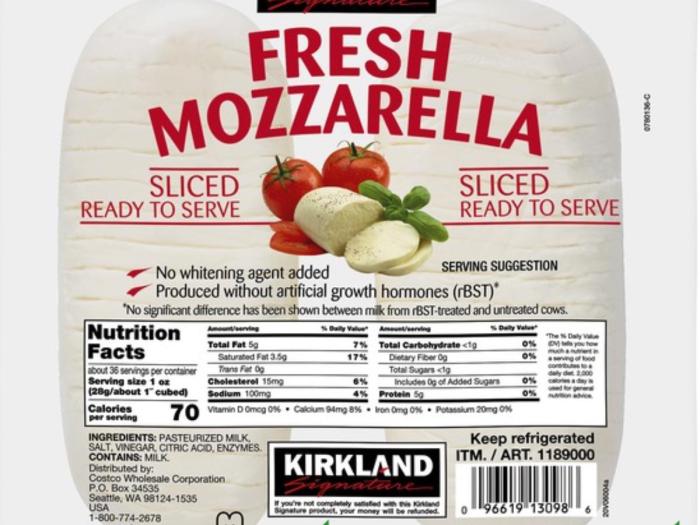 Nutrition in mozzarella cheese