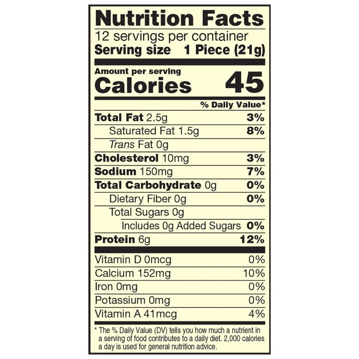 Cheese string nutrition information