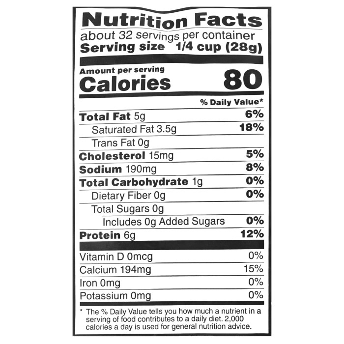 Cheese string nutrition information